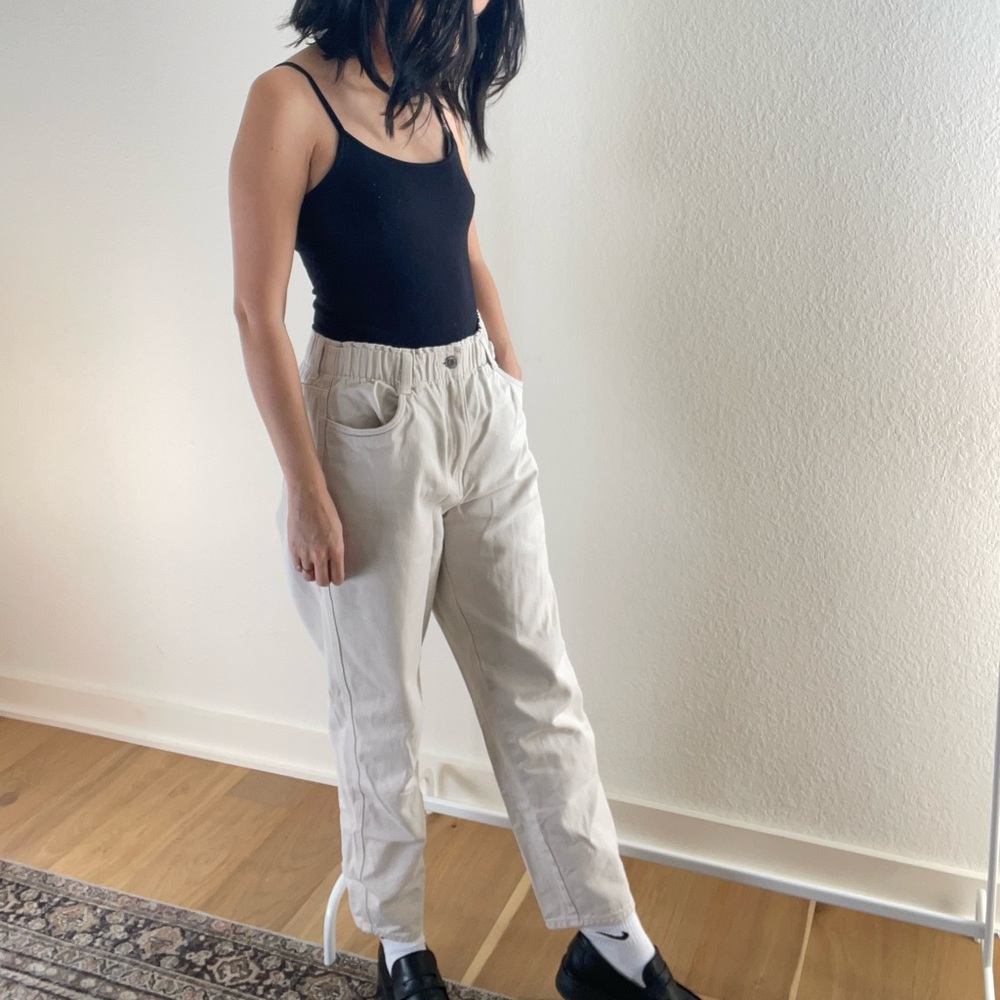 Zara Cream high-waisted straight-leg pants